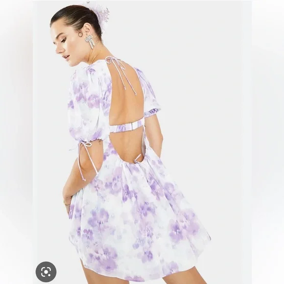 for love and lemons purple floral mini dress VS For Love & Lemons Lilac & Blue Floral Mini Dress NWT